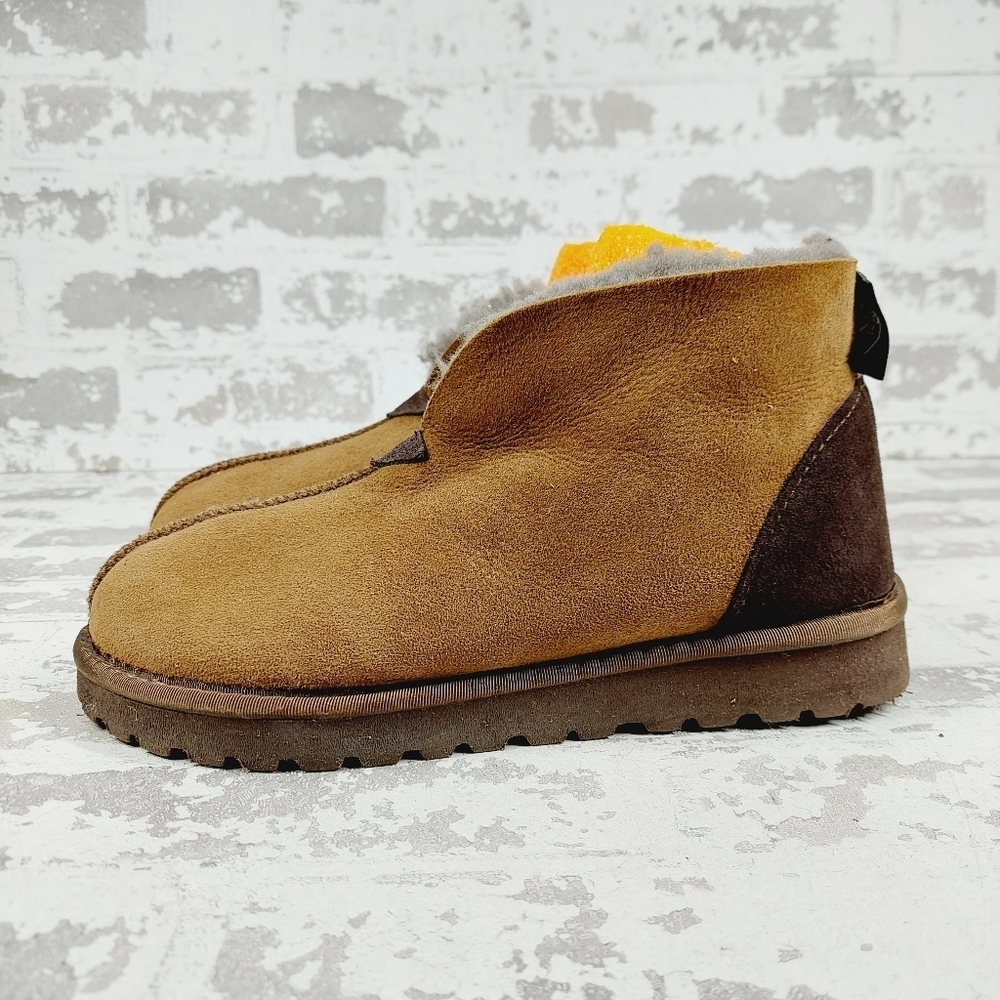 Celtic Tan Brown Leather Slip On Fur Lining Winter Ankle Boots K537